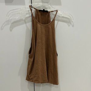 Olivaceous Tan Faux Suede Tank Top
